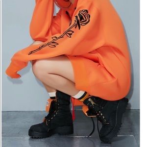 Dollskill poster grl orange hoodie sweater dress